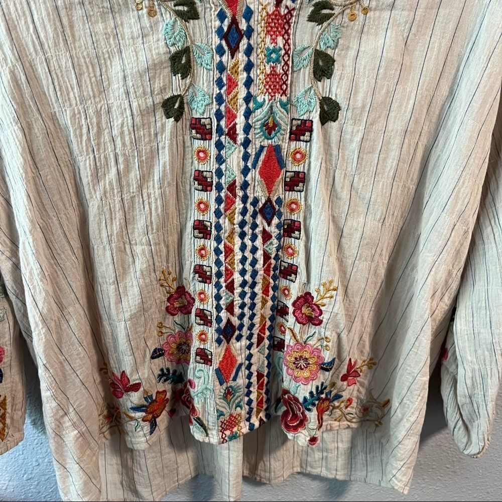Johnny Was Cotton Eilona Embroidered Blouse - Picture 4 of 10